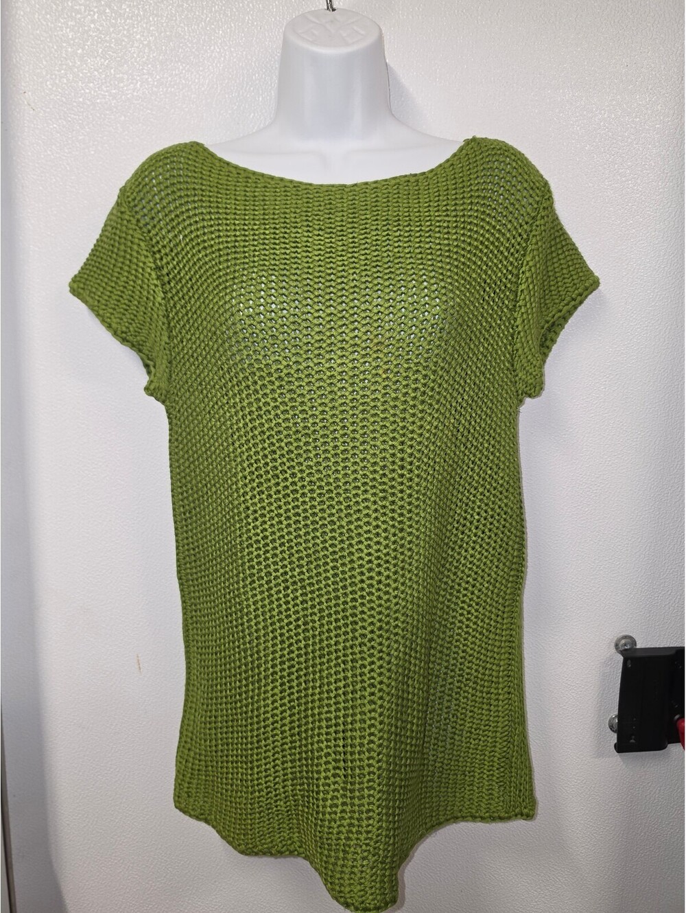 Tory Burch, Tessa, lime green open-knit sweater, med, pre-loved